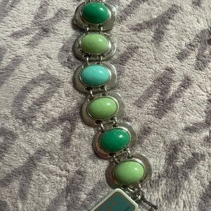 NWT Multi-Green Oval Stone Link Bracelet - Unbranded